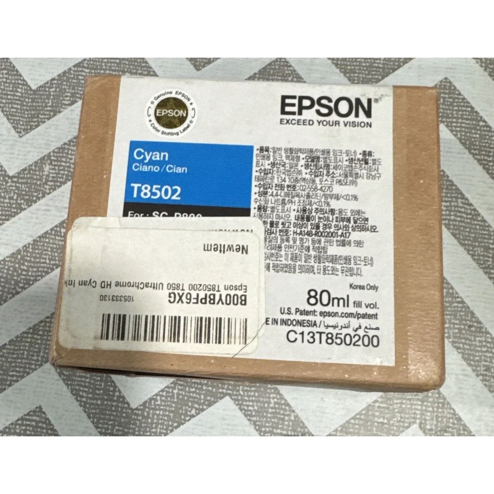 New Genuine Epson T8502 Cyan Ultra Chrome HD Ink For SC-P800 Exp 2022